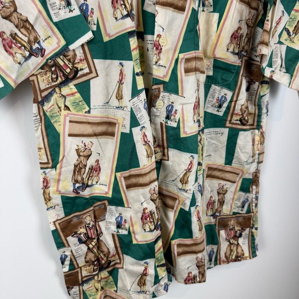 Reyn Spooner Golf Graphic Egyptian Cotton Button Down Short Sleeve Shirt ~ Small - Picture 4 of 13